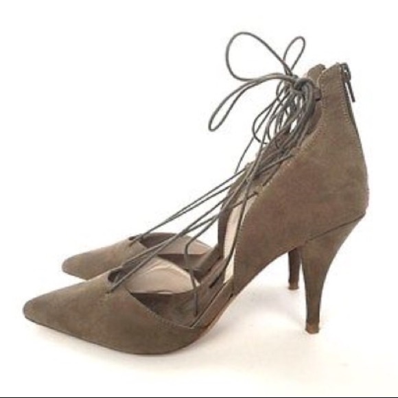 New ZARA ARMY OLIVE GREEN LACE UP HEELS PUMPS 6 26 - Picture 5 of 6
